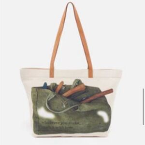 Hobo Bags Canvas Tote Bag with Tan Handles